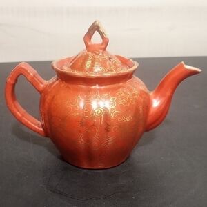 MINIATURE Teapot with Hand Painted Floral in 24k Gold